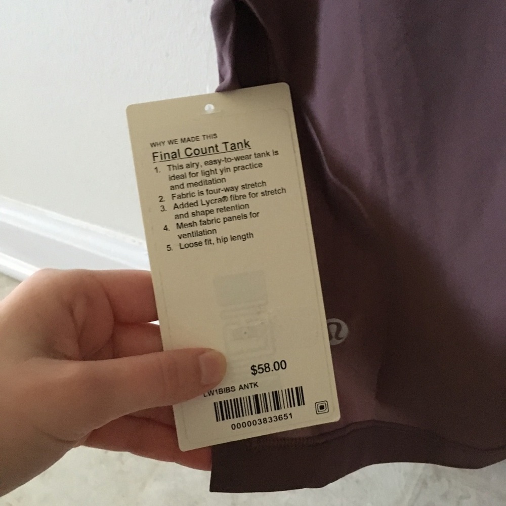 lululemon Final Count Tank NWT ANTK - Picture 5 of 7
